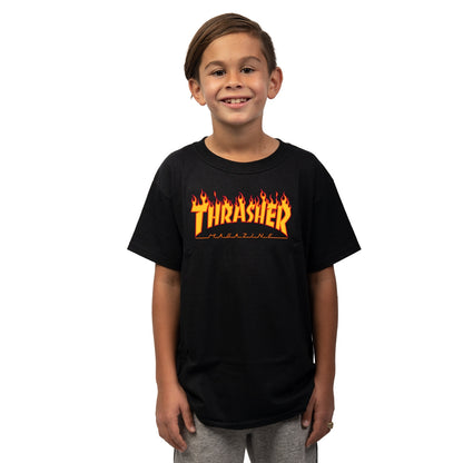 T-SHIRT THRASHER FLAME YOUTH / BLACK