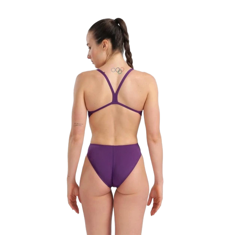 Costume intero Donna Team Challenge Tinta unita - PLUM-WHITE