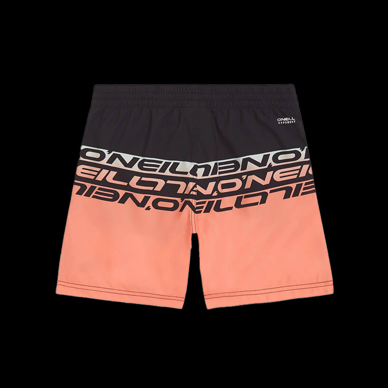 Kids Cali Stripe 14'' Swim Shorts  - coral upside down