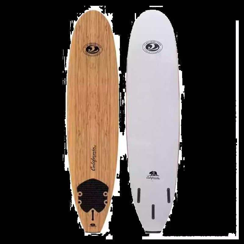 Tavola surf soft MINI MALIBU 8'0" SOFTBOARD, Square Tail, Leash e Longherone - WOOD