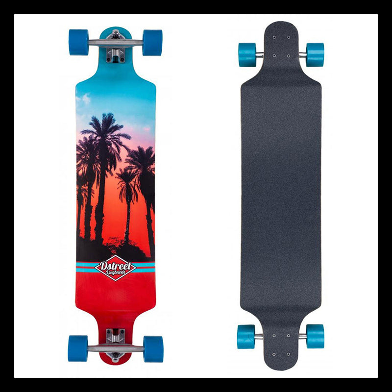 Longboard D Street Drop Down Hawaiian Blue Red 39.5''