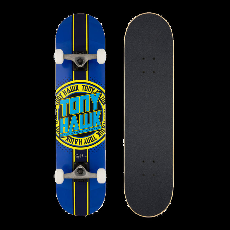 SKATEBOARD COMPLETO Tony Hawk SS 180+ Complete Badge Logo 7.5" Blue / Yellow