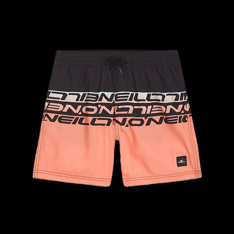 Kids Cali Stripe 14'' Swim Shorts  - coral upside down