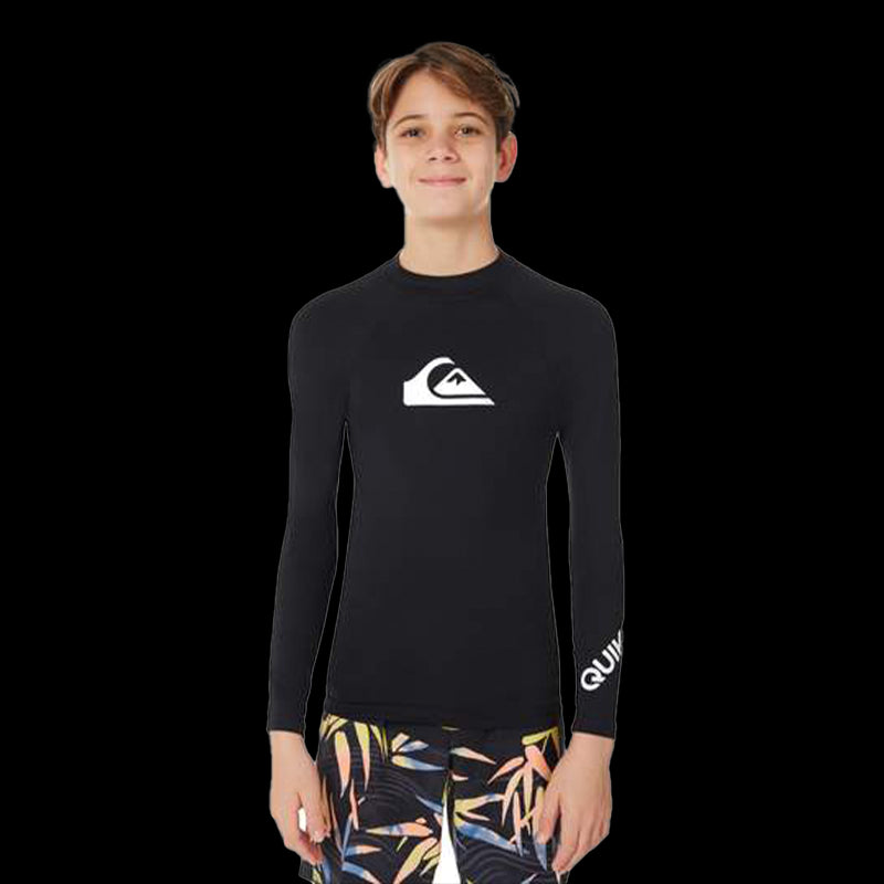 Lycra All Time - Rash Vest UPF 50 a maniche lunghe da Ragazzo 8-16 - Nero acceso