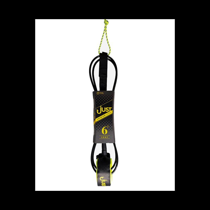 Leash surf Premium - Comp 6'0'' x 6 mm - Black & fluo yellow