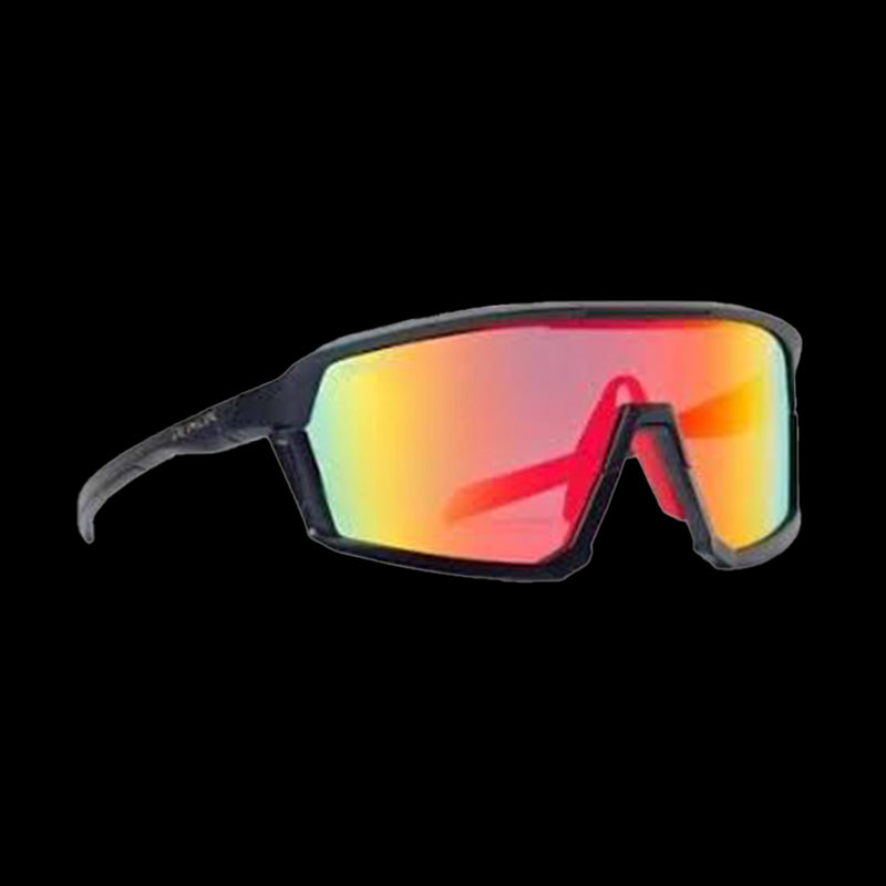 Occhiali Sportivi a mascherina con Lente Specchiata ad alto Contrasto - Black/Red