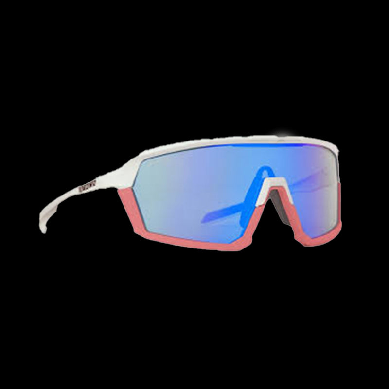 Occhiali Sportivi a mascherina con Lente Specchiata ad alto Contrasto - White/Pink