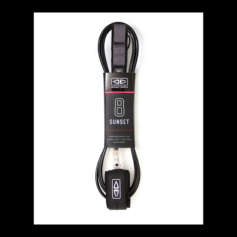 Diamond Flex Sunset moulded leash - 8'0" - Black