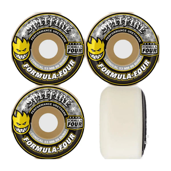 RUOTE SKATEBOARD SPITFIRE CONICAL (YELLOW PRINT) F4 99D 53MM