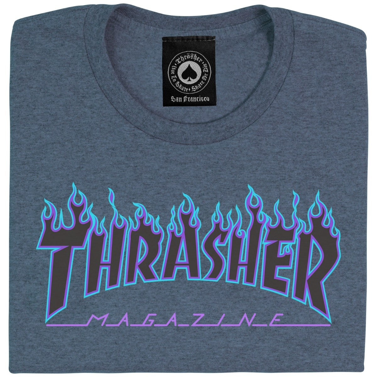T-SHIRT THRASHER FLAME DARK HEATHER - Main Image