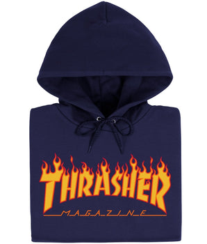 FELPA CON CAPPUCCIO THRASHER FLAME / BLUE NAVY