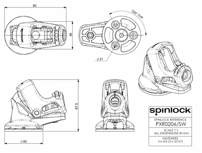 SPINLOCK PX Racing small strozzascotte su torretta girevole Ø2-6mm
